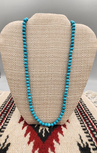 TURQUOISE 6 MM BEADED NECKLACE  - 20"