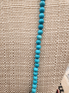 TURQUOISE 6 MM BEADED NECKLACE  - 20"