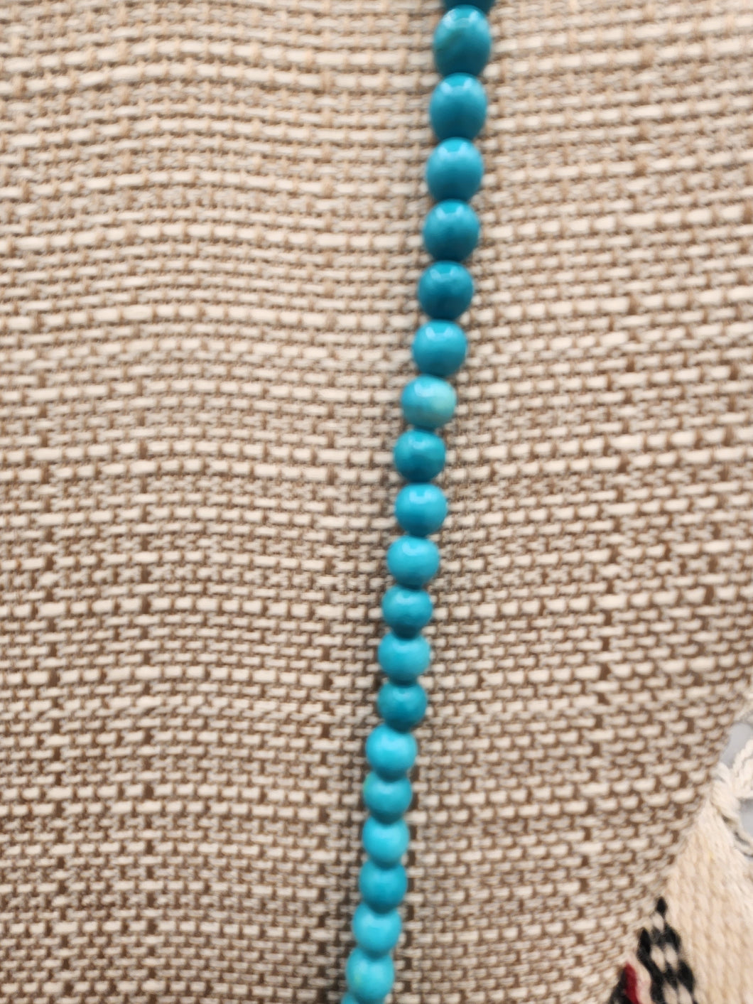 TURQUOISE 6 MM BEADED NECKLACE  - 20