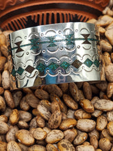 Load image into Gallery viewer, TURQUOISE &amp; CORAL CHIP INLAY WIDE CUFF BRACELET- ERWIN TSOSIE
