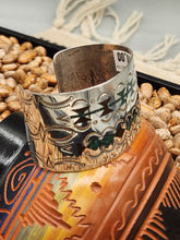 Load image into Gallery viewer, TURQUOISE &amp; CORAL CHIP INLAY WIDE CUFF BRACELET- ERWIN TSOSIE
