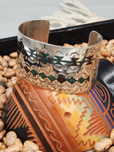 Load image into Gallery viewer, TURQUOISE &amp; CORAL CHIP INLAY WIDE CUFF BRACELET- ERWIN TSOSIE

