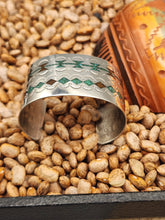 Load image into Gallery viewer, TURQUOISE &amp; CORAL CHIP INLAY WIDE CUFF BRACELET- ERWIN TSOSIE
