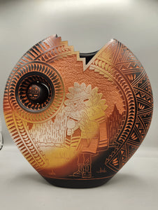 ETCHWARE KACHINA PILLOW POT POTTERY- DIANE ARAGON - ACOMA