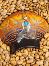 Load image into Gallery viewer, STERLING SILVER TURQUOISE FEATHER NECKLACE  - NAVAJO - SAM ARVISO
