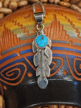 Load image into Gallery viewer, STERLING SILVER TURQUOISE FEATHER NECKLACE  - NAVAJO  - JUNE DELAURA
