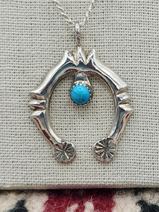 TURQUOISE NAJA NECKLACE  - STERLING SILVER- BERNIE NELSON