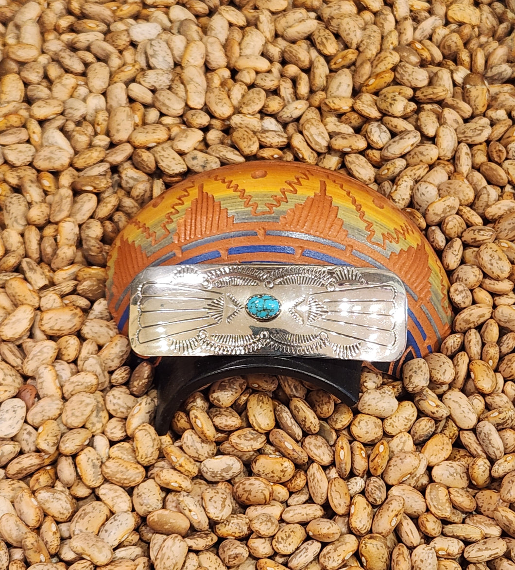 STERLING SILVER TURQUOISE HAIR BARRETTE - SALLY ARVISO