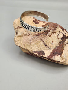 STERLING SILVER WAVE CUFF BRACELET-NAVAJO - TOMMY & ROSITA SINGER
