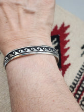 Load image into Gallery viewer, STERLING SILVER WAVE CUFF BRACELET-NAVAJO - TOMMY &amp; ROSITA SINGER
