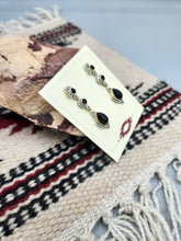 Load image into Gallery viewer, ONYX EARRINGS  - LONG- STERLING SILVER
