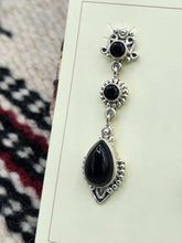 Load image into Gallery viewer, ONYX EARRINGS  - LONG- STERLING SILVER

