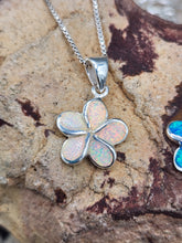 Load image into Gallery viewer, OPAL INLAY FLOWER NECKLACE- WHITE OR BLUE
