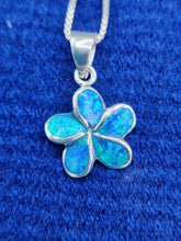 Load image into Gallery viewer, OPAL INLAY FLOWER NECKLACE- WHITE OR BLUE
