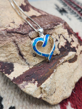 Load image into Gallery viewer, BLUE OPAL INLAY HEART NECKLACE- STERLING SILVER
