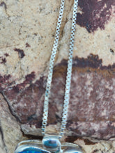 Load image into Gallery viewer, BLUE OPAL INLAY HEART NECKLACE- STERLING SILVER
