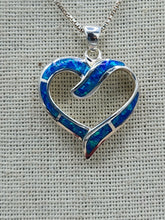 Load image into Gallery viewer, BLUE OPAL INLAY HEART NECKLACE- STERLING SILVER
