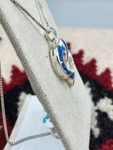 Load image into Gallery viewer, BLUE OPAL INLAY HEART NECKLACE- STERLING SILVER
