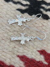Load image into Gallery viewer, WHITE OPAL INLAY CROSS EARRINGS
