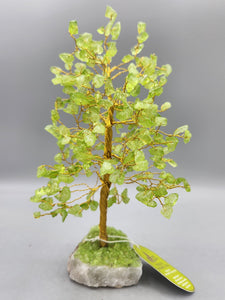 PERIDOT GEMSTONE TREE ON STONE BASE WITH PERIDOT