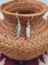 Load image into Gallery viewer, WHITE OPAL INLAY FEATHER EARRINGS
