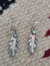 Load image into Gallery viewer, WHITE OPAL INLAY FEATHER EARRINGS
