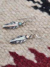 Load image into Gallery viewer, WHITE OPAL INLAY FEATHER EARRINGS

