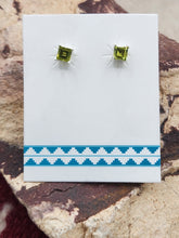 Load image into Gallery viewer, PERIDOT MINI POST EARRINGS - 4 MM X 4 MM - SQUARE
