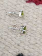 Load image into Gallery viewer, PERIDOT MINI POST EARRINGS - 4 MM X 4 MM - SQUARE
