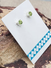 Load image into Gallery viewer, PERIDOT MINI POST STYLE EARRINGS - 4 MM - ROUND

