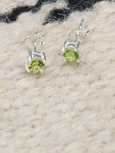 Load image into Gallery viewer, PERIDOT MINI POST STYLE EARRINGS - 4 MM - ROUND
