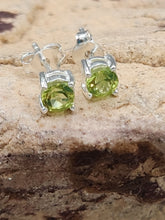 Load image into Gallery viewer, PERIDOT MINI POST STYLE EARRINGS - 4 MM - ROUND
