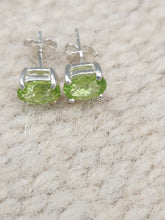Load image into Gallery viewer, PERIDOT MINI POST STYLE EARRINGS- 5 MM X 7 MM - OVAL

