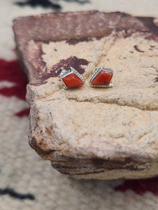 CORAL MINI POST STYLE EARRINGS  - ZUNI
