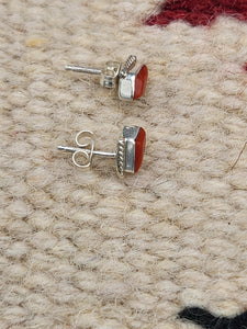 CORAL MINI POST STYLE EARRINGS  - ZUNI