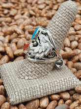 Load image into Gallery viewer, TURQUOISE &amp; CORAL EAGLE RING - SIZE 10 - JEANETTE SAUNDERS
