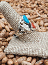 Load image into Gallery viewer, TURQUOISE &amp; CORAL EAGLE RING - SIZE 10 - JEANETTE SAUNDERS
