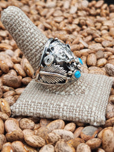 Load image into Gallery viewer, TURQUOISE 2 STONE BEAR RING - SIZE 1O &amp; 12 - JEANETTE SAUNDERS
