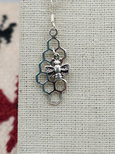 Load image into Gallery viewer, HONEYCOMB &amp; BEE EARRINGS - STERLING SILVER
