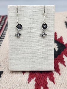 SUNFLOWER & BEE EARRINGS - STERLING SILVER