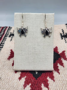 ONYX BUTTERFLY EARRINGS STERLING SILVER