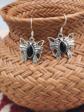 Load image into Gallery viewer, ONYX BUTTERFLY EARRINGS STERLING SILVER
