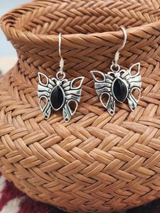 ONYX BUTTERFLY EARRINGS STERLING SILVER