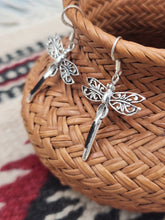 Load image into Gallery viewer, ONYX DRAGONFLY EARRINGS  - STERLING SILVER
