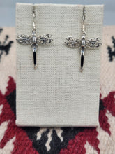 Load image into Gallery viewer, ONYX DRAGONFLY EARRINGS  - STERLING SILVER
