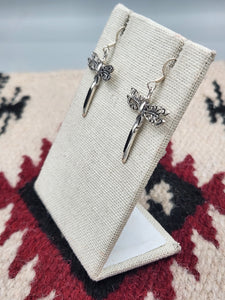 ONYX DRAGONFLY EARRINGS  - STERLING SILVER