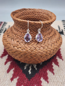 AMETHYST TEARDROP EARRINGS - STERLING SILVER