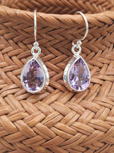 Load image into Gallery viewer, AMETHYST TEARDROP EARRINGS - STERLING SILVER
