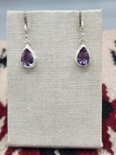 Load image into Gallery viewer, AMETHYST TEARDROP EARRINGS - STERLING SILVER
