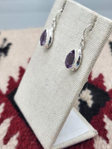 AMETHYST TEARDROP EARRINGS - STERLING SILVER
